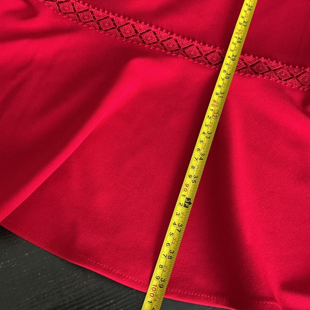 Calvin Klein Red Sleeveless Lace-Trim Midi Dress Size 4 - Picture 7 of 9